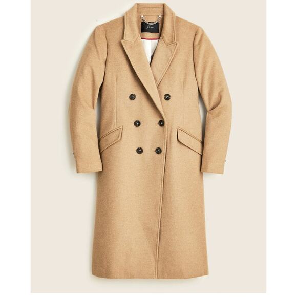 J. Crew Double Breasted Italian Wool Cashmere Coat Jacket Womens 2P Brown - Picture 2 of 13